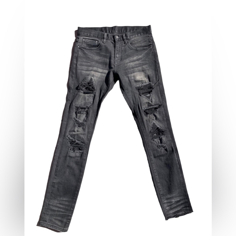 Dope Black Destroyed Embellished Skinny Jeans
